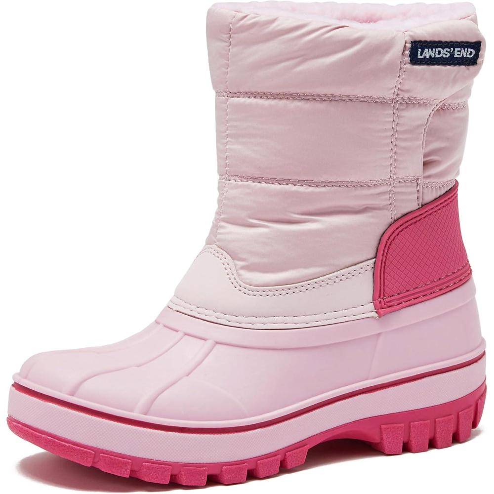 imageLands End Waterproof Kids Snow Boots  Insulated Warm Fleece Lined Winter Boots for Toddlers Girls ampamp Boys Size 510 Toddler or 117 Little or Big KidCotton Candy Pink