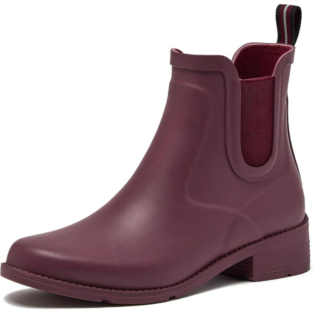 imageLands End Waterproof Rain Boots for Women Comfortable Ankle Chelsea Boots Women Burgundy or Black Womens Rain Boots Size 6 to 11Royal Burgundy