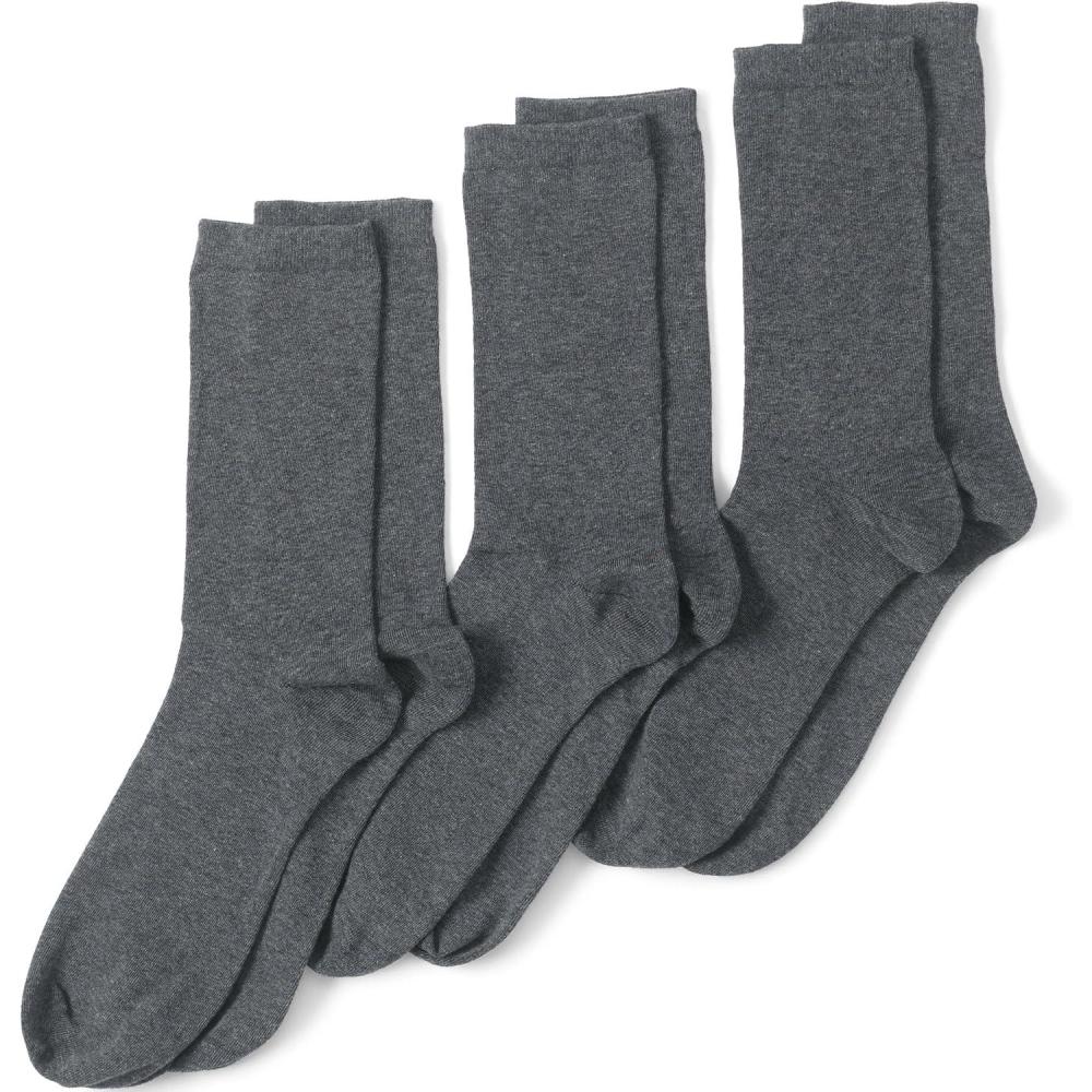 imageLands End Womens 3Pack Seamless Toe Solid Crew SocksCharcoal Heather