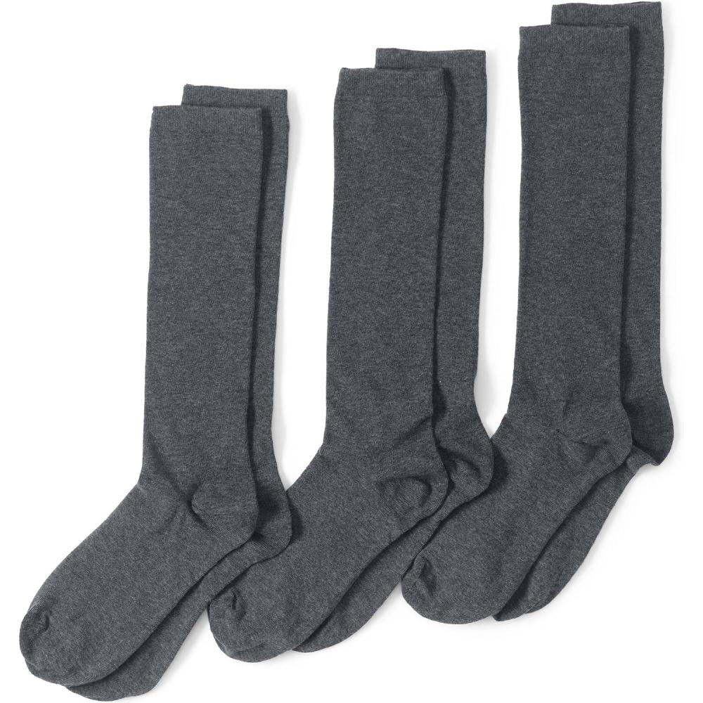 imageLands End Womens 3Pack Seamless Toe Solid Trouser SocksCharcoal Heather