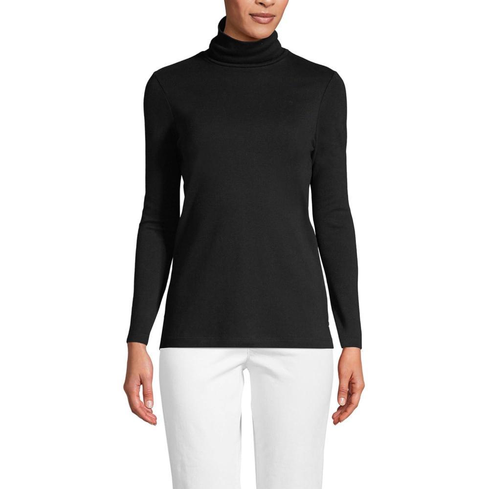 imageLands End Womens AmericanGrown Supima Cotton Fitted Long Sleeve TurtleneckBlack