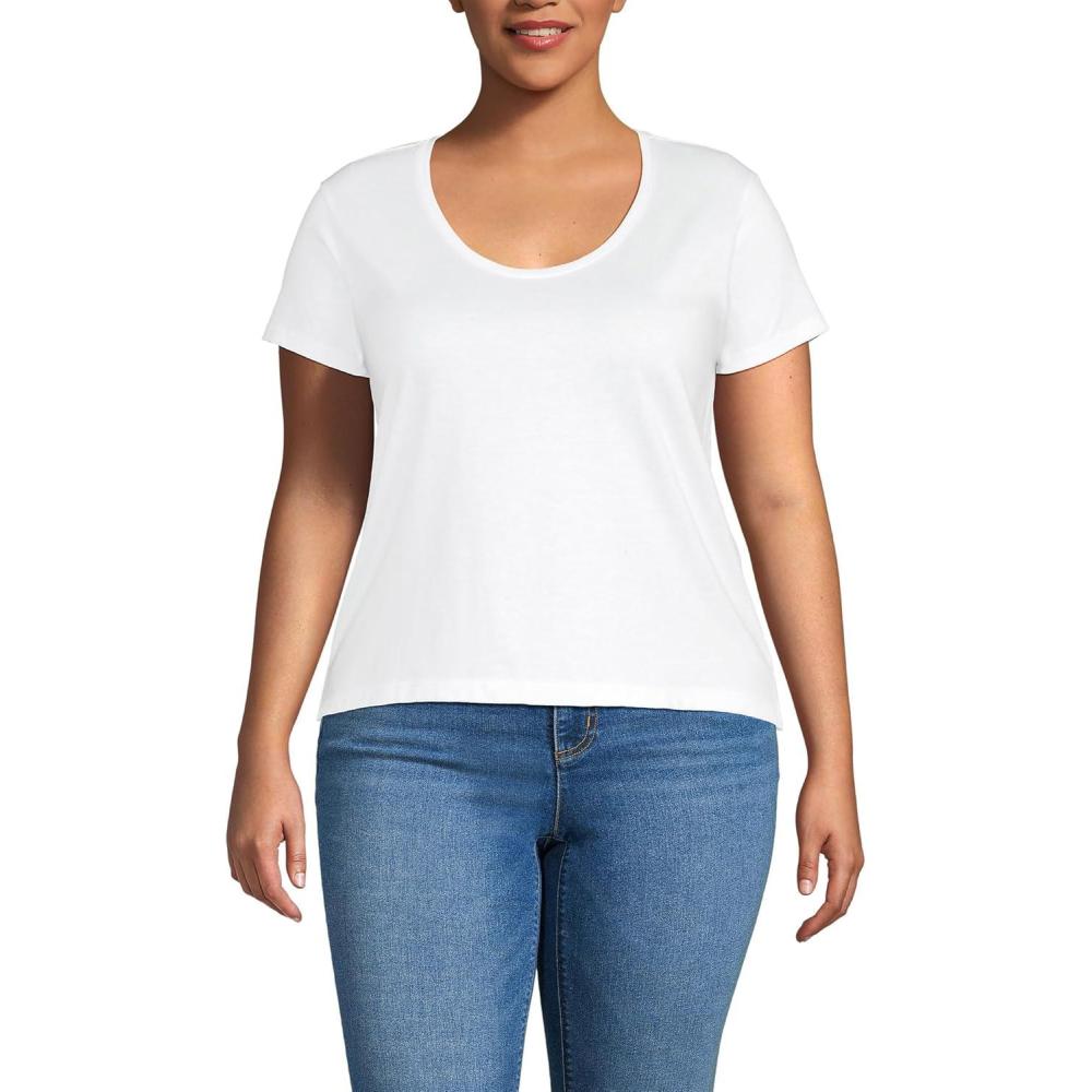 imageLands End Womens AmericanGrown Supima Cotton Short Sleeve Scoop Neck TeeWhite
