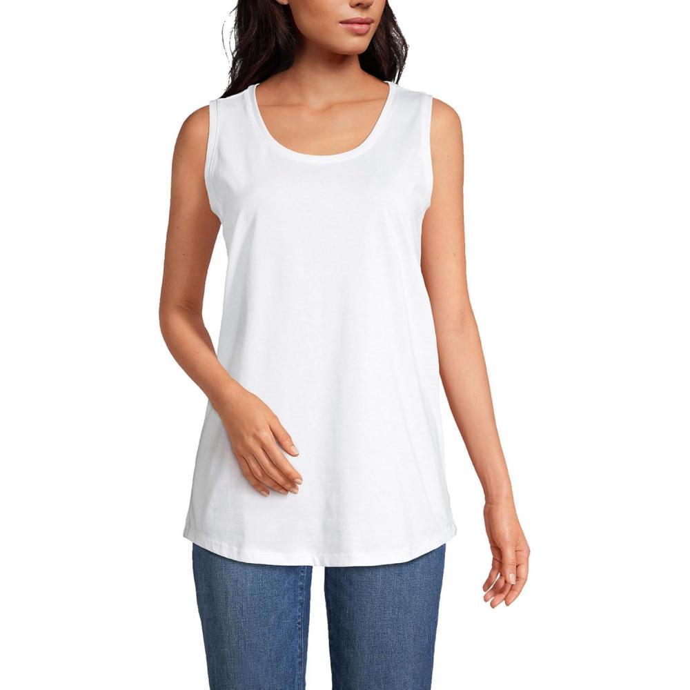 imageLands End Womens AmericanGrown Supima Cotton Tunic Tank TopWhite