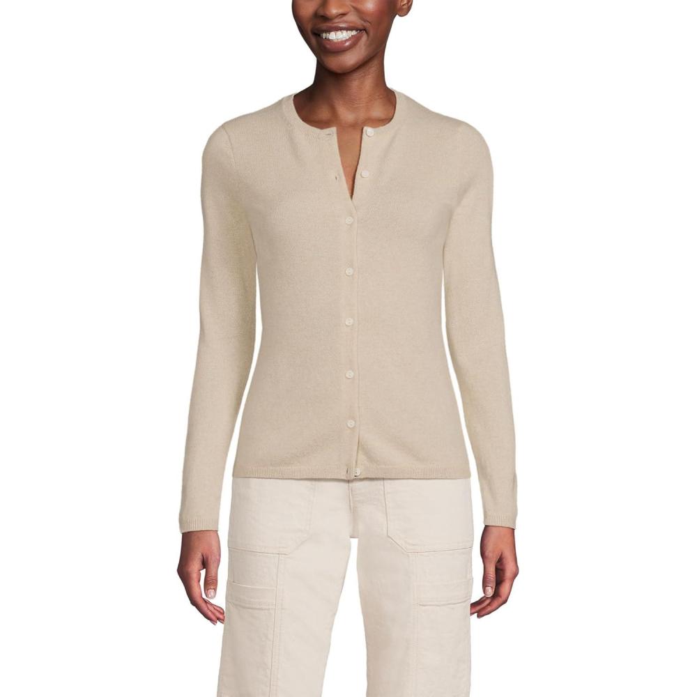 imageLands End Womens Cashmere Cardigan SweaterChampagne