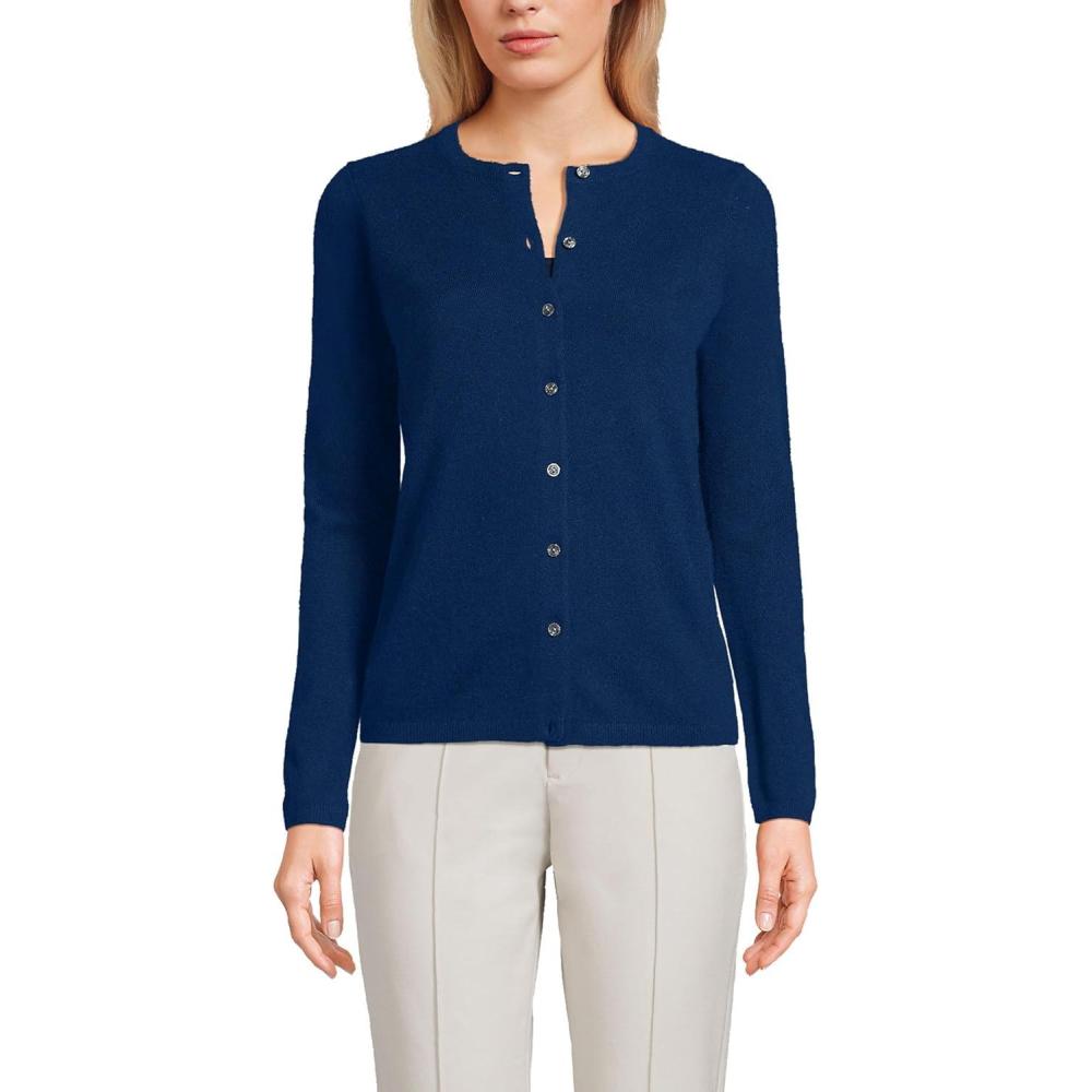 imageLands End Womens Cashmere Cardigan SweaterDeep Sea Navy
