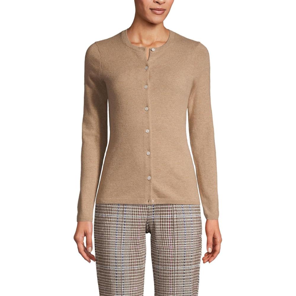 imageLands End Womens Cashmere Cardigan SweaterVicuna Heather
