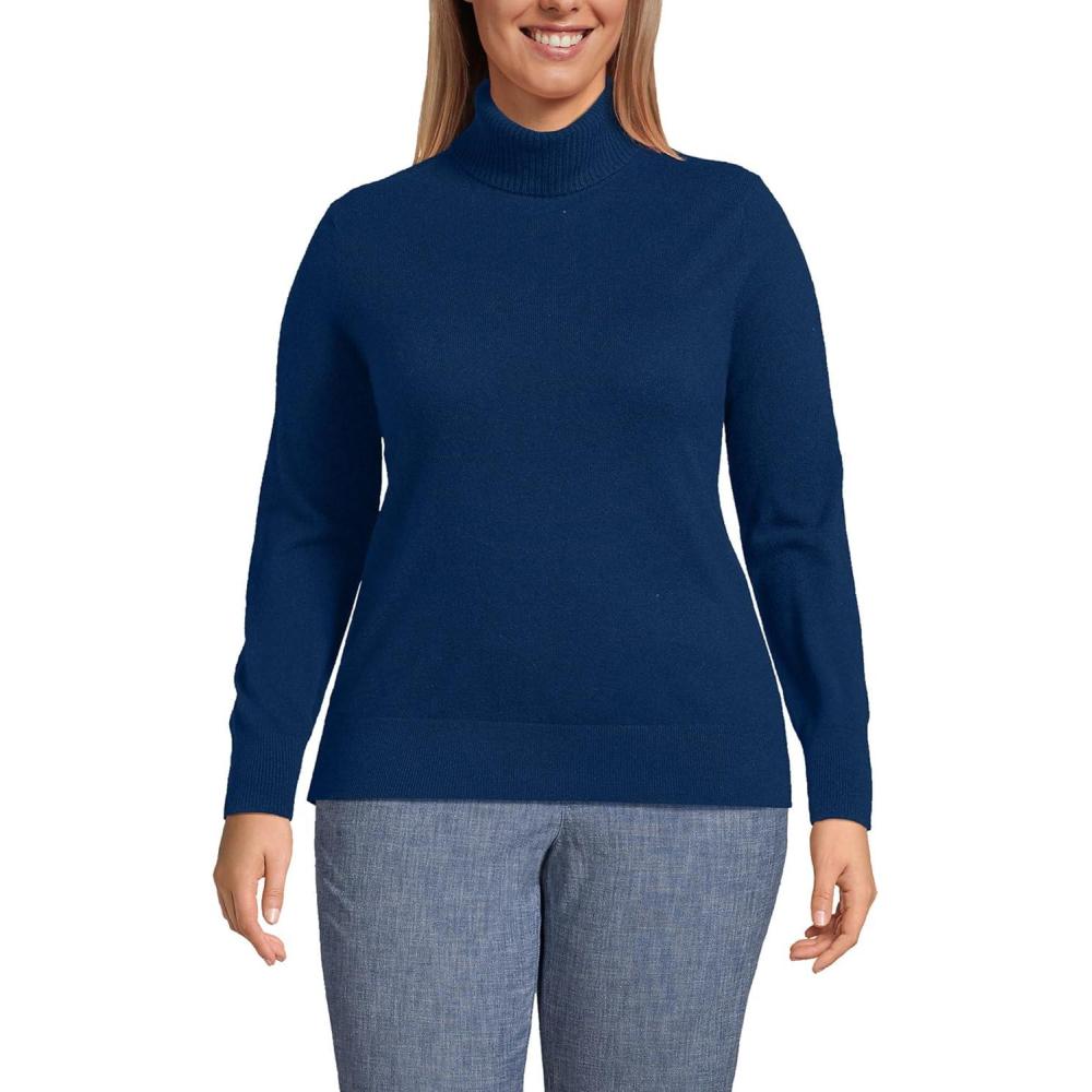 imageLands End Womens Cashmere Turtleneck SweaterDeep Sea Navy