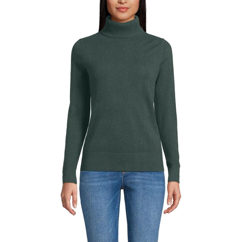 imageLands End Womens Cashmere Turtleneck SweaterEvening Forest