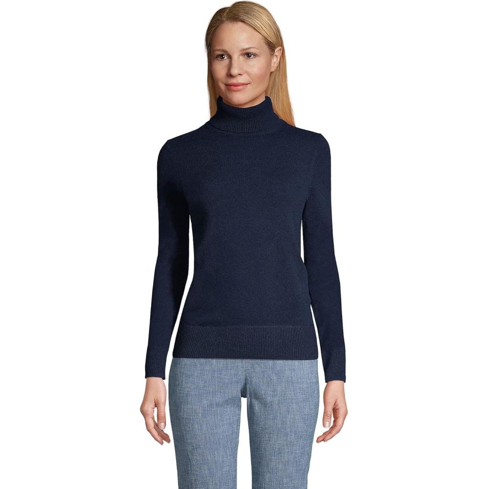 imageLands End Womens Cashmere Turtleneck SweaterRadiant Navy
