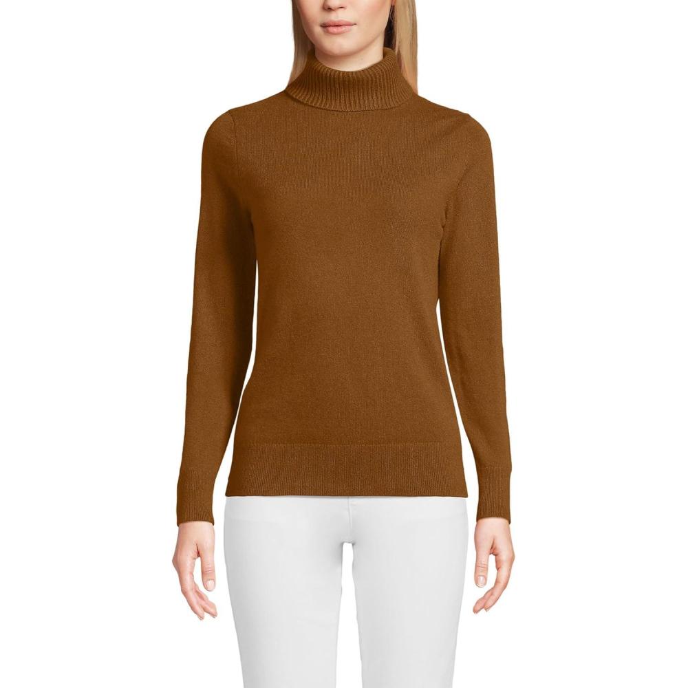 imageLands End Womens Cashmere Turtleneck SweaterRich Saddle