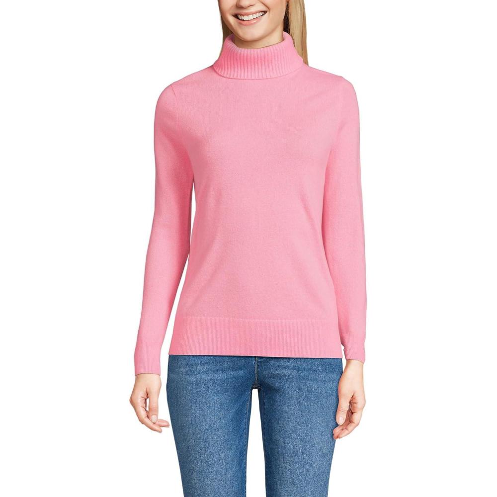 imageLands End Womens Cashmere Turtleneck SweaterSeaside Pink