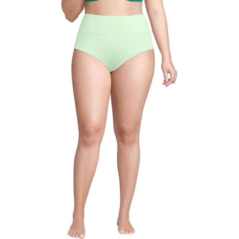 imageLands End Womens Chlorine Resistant Pinchless High Waisted Bikini BottomsIcy Mint Green