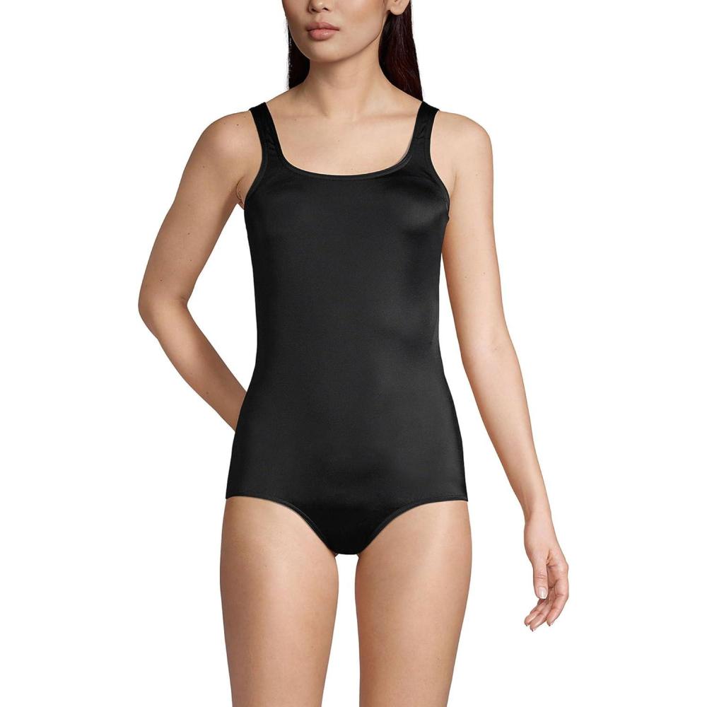 imageLands End Womens Chlorine Resistant Soft Cup Tugless Sporty One Piece SwimsuitBlack