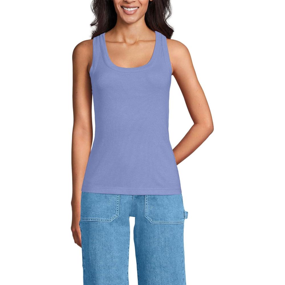imageLands End Womens Drapey Rib Fitted Tank TopLight Periwinkle