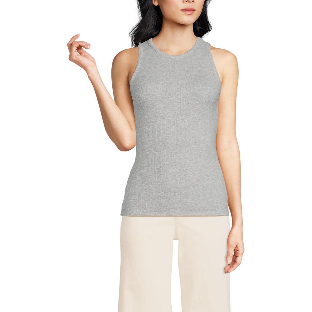 imageLands End Womens Drapey Rib Skimming Tank Top ShirtGray Heather