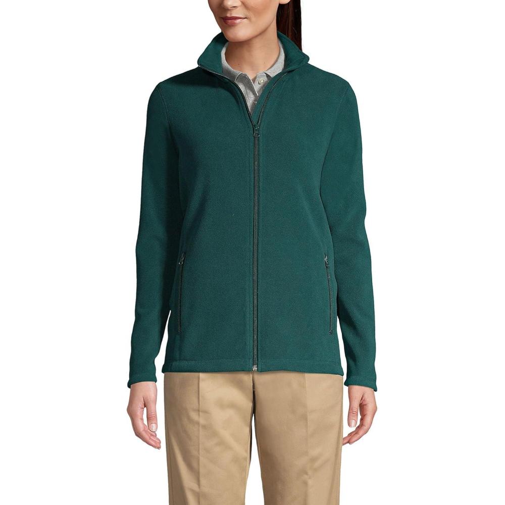 imageLands End Womens FullZip MidWeight Fleece JacketEvergreen
