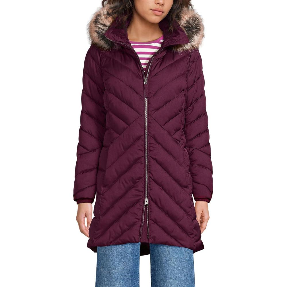 imageLands End Womens Insulated Cozy Fleece Lined Primaloft CoatBordeaux Berry