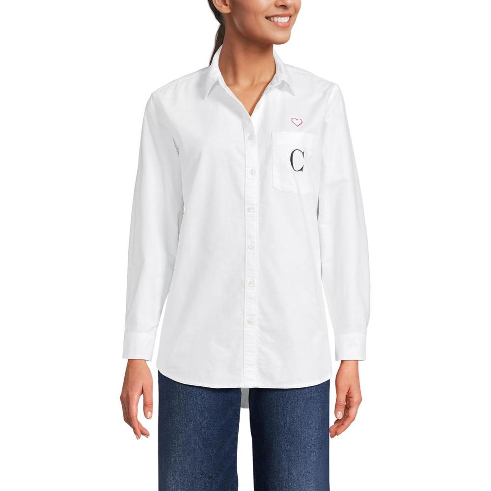 imageLands End Womens Oxford ShirtWhiteNavyC