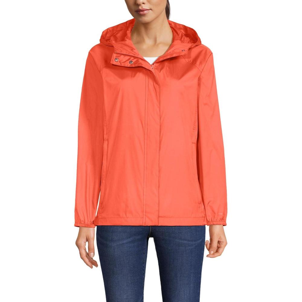 imageLands End Womens Packable Water Resistant UPF 50 Windbreaker JacketPapaya Orange