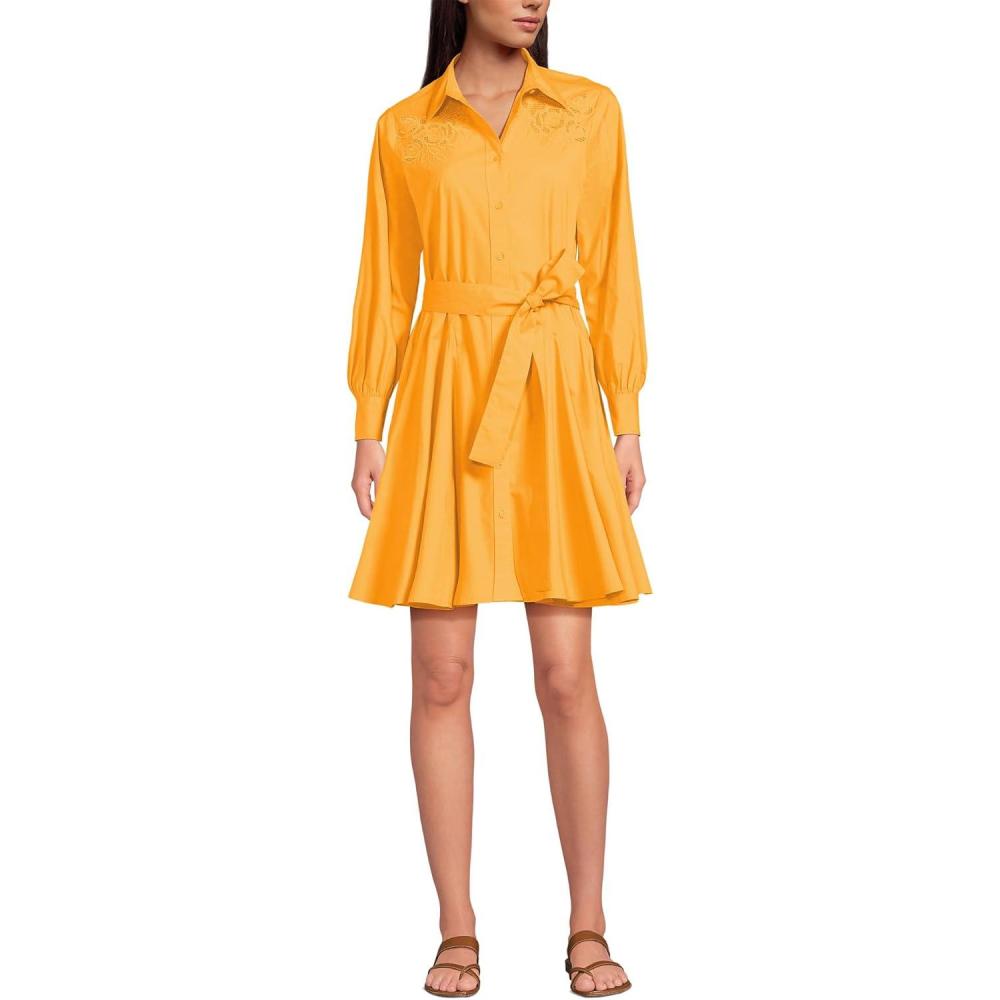 imageLands End Womens Poplin Button Front Dress with GodetsSweet Mango