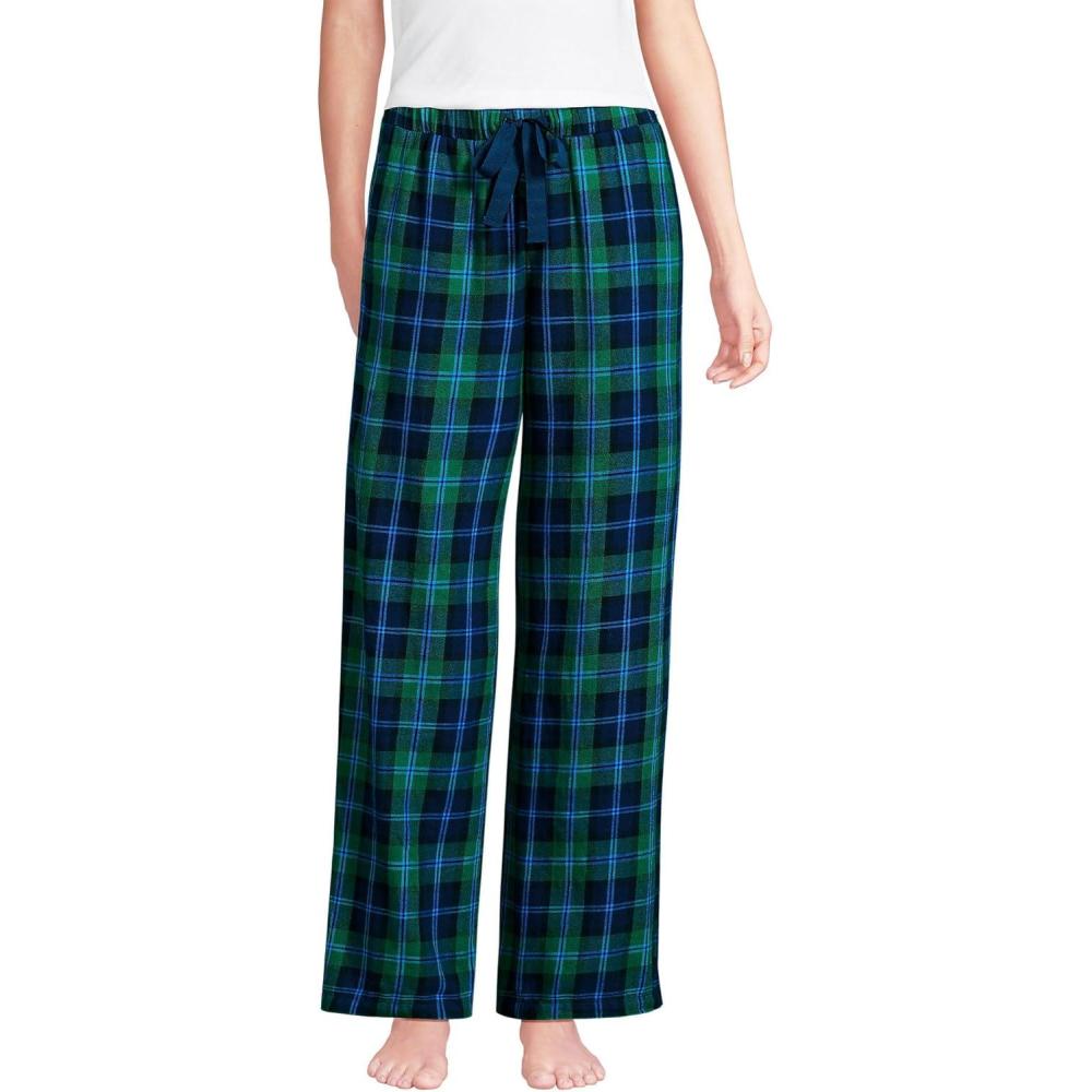 imageLands End Womens Print Flannel Pajama PantsLight Emerald Blackwatch
