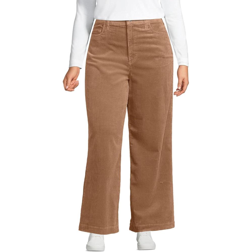 imageLands End Womens Recover High Rise Wide Leg JeansMaple Toffee