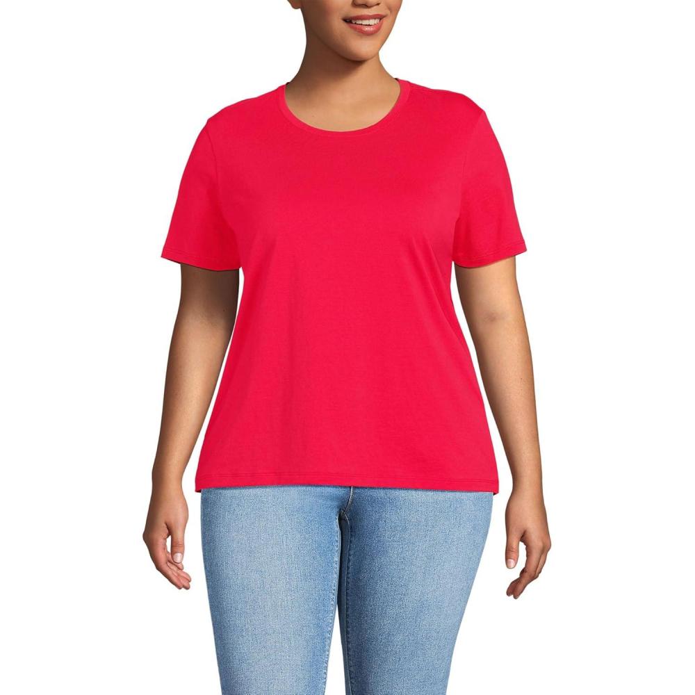 imageLands End Womens Relaxed AmericanGrown Supima Cotton Crew Neck TShirtBerry Rouge
