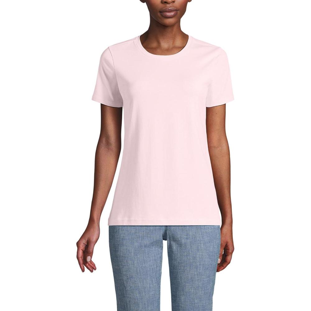 imageLands End Womens Relaxed AmericanGrown Supima Cotton Crew Neck TShirtPink Fog