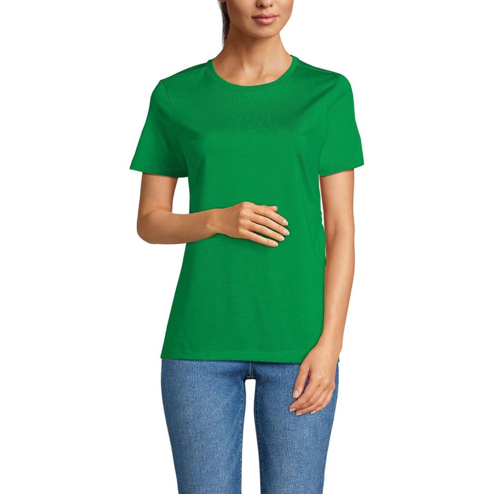 imageLands End Womens Relaxed AmericanGrown Supima Cotton Crew Neck TShirtTrue Green