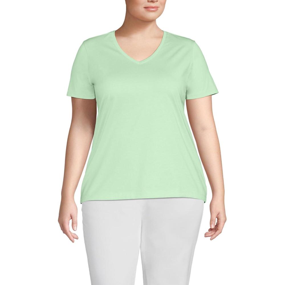imageLands End Womens Relaxed AmericanGrown Supima Cotton VNeck TShirtIcy Mint Green