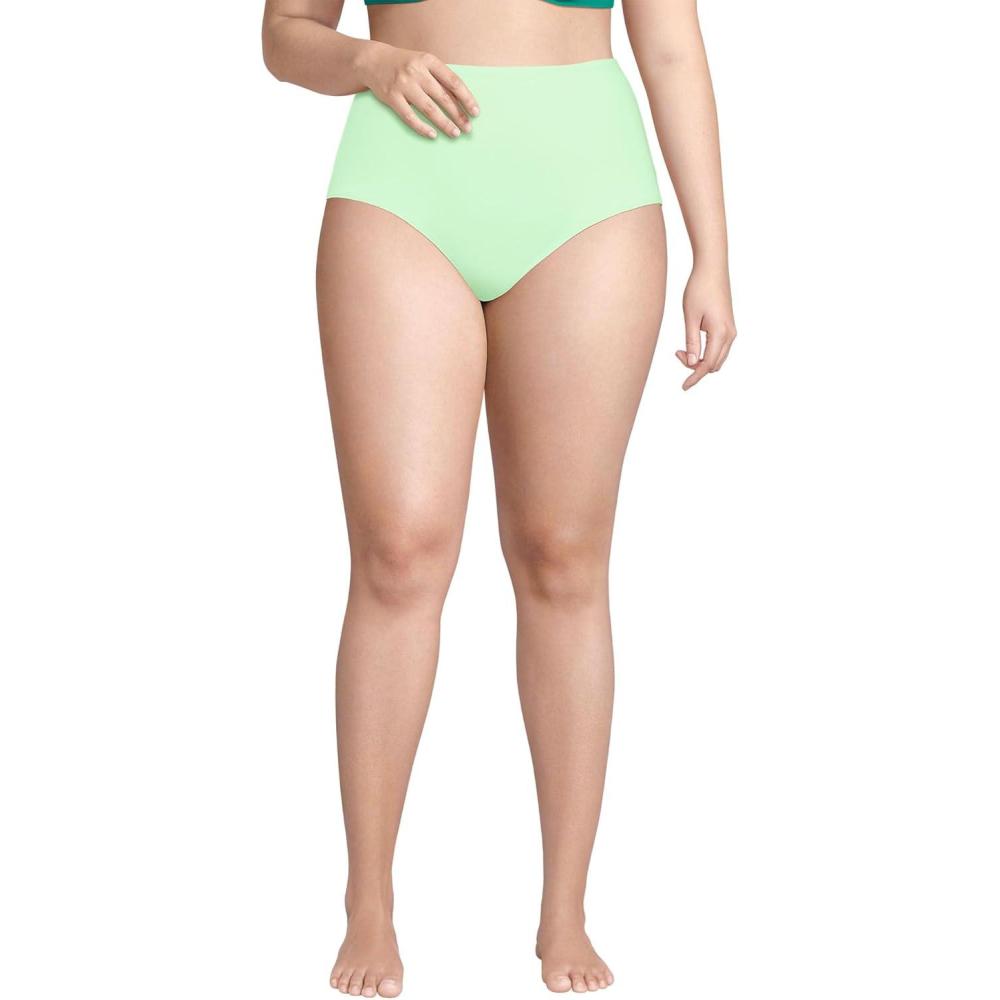 imageLands End Womens Sculpting Suit Chlorine Resistant Targeted Control Retro High Waisted Bikini Swim BottomsIcy Mint Green
