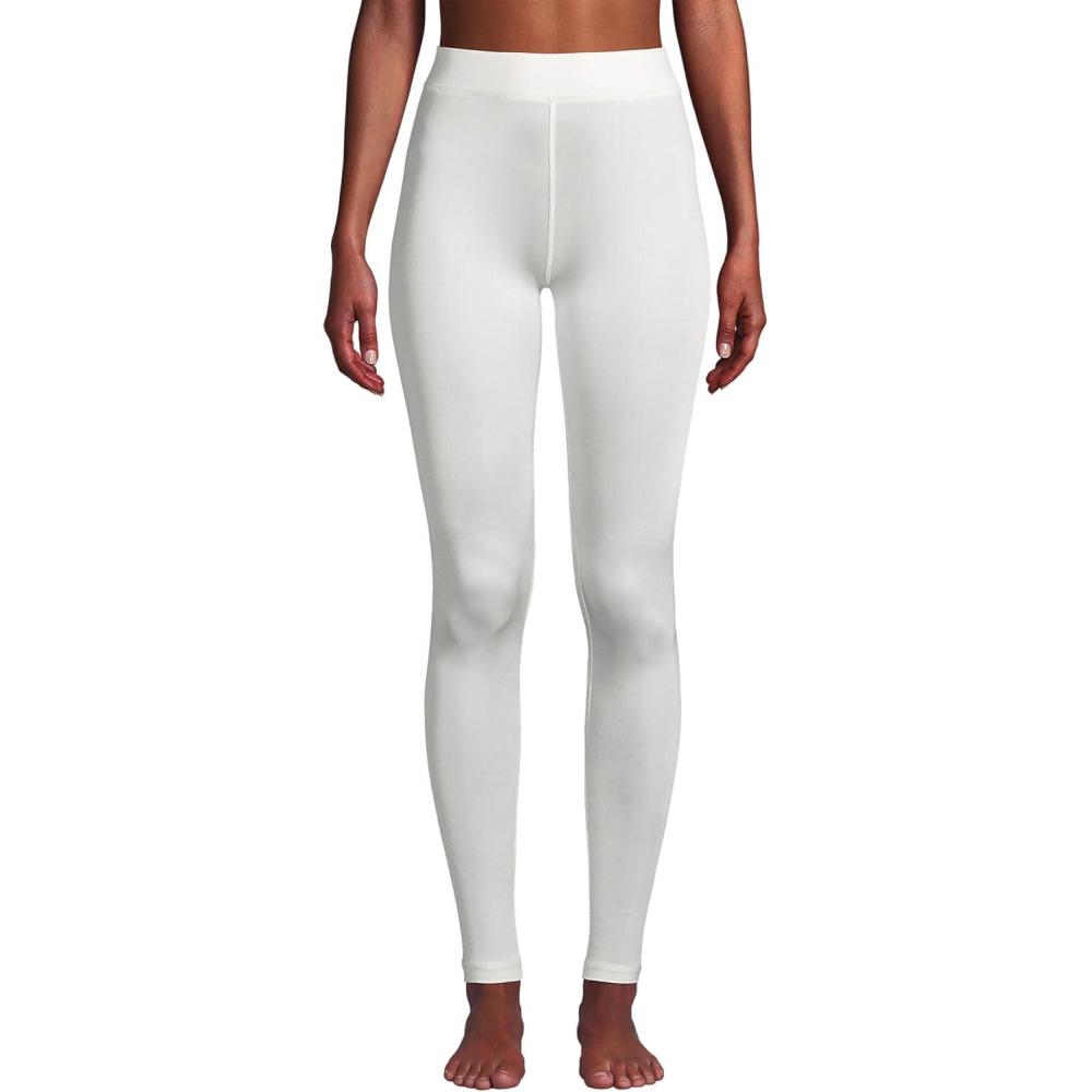 imageLands End Womens Silk Interlock Long Underwear Leggings PantsIvory