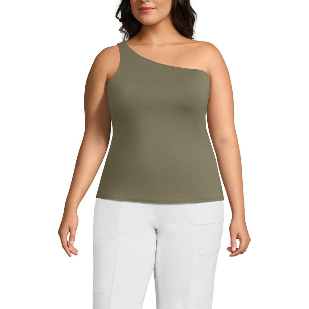 imageLands End Womens Slender One Shoulder TopSunwashed Olive