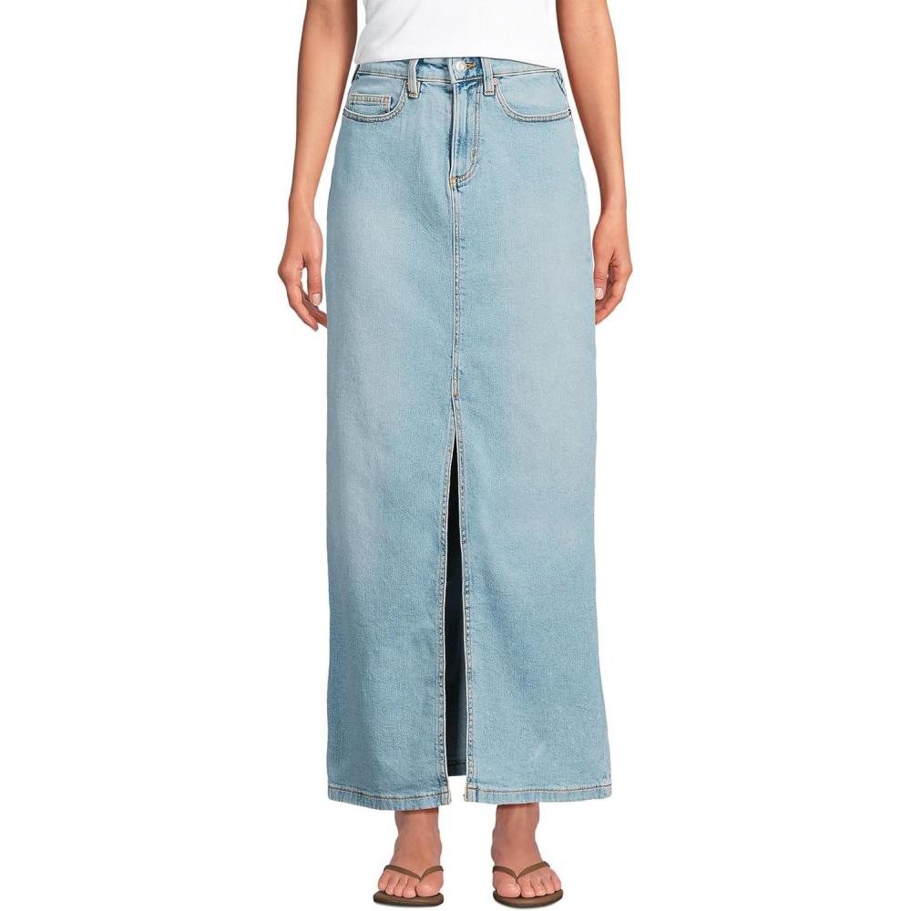 imageLands End Womens Soft Denim Maxi SkirtBreeze Blue Wash