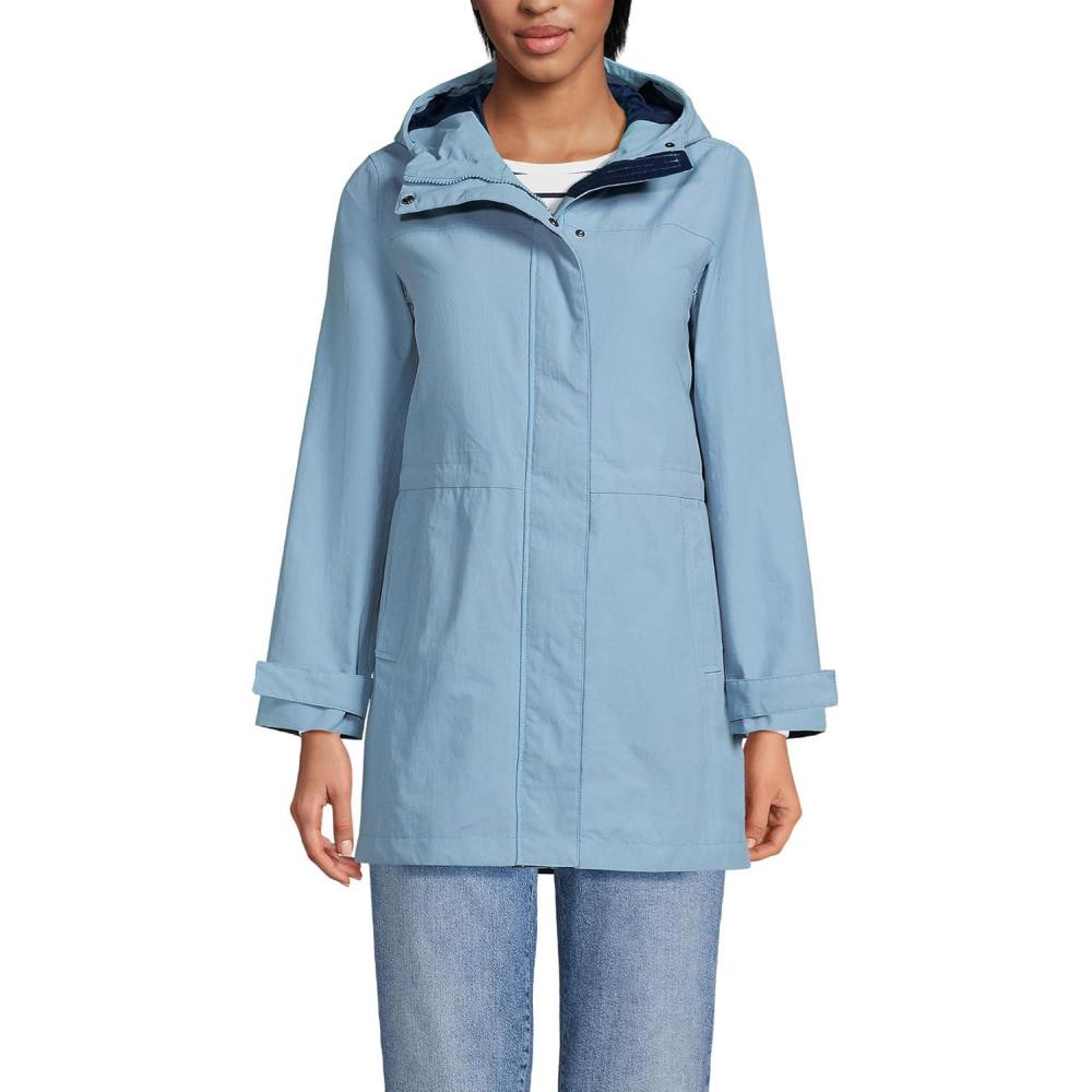 imageLands End Womens Squall Waterproof Hooded RaincoatPale Slate Blue