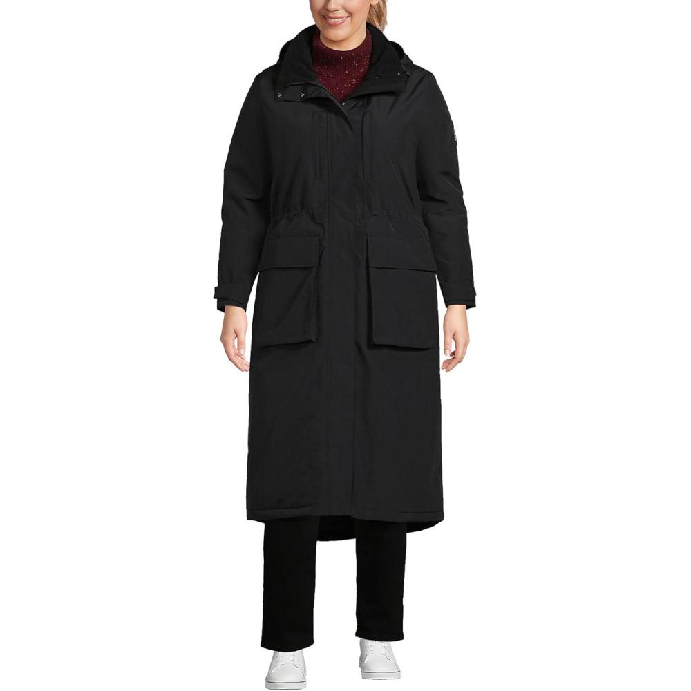 imageLands End Womens Squall Waterproof Insulated Winter Stadium CoatBlack