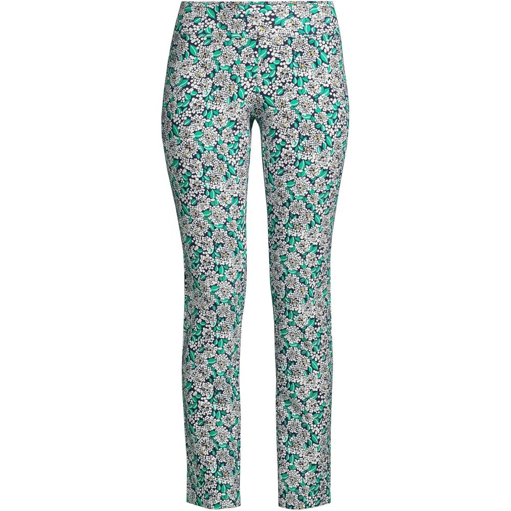 imageLands End Womens Starfish Mid Rise Slim Leg PantsDeep Sea Navy Dotted Floral