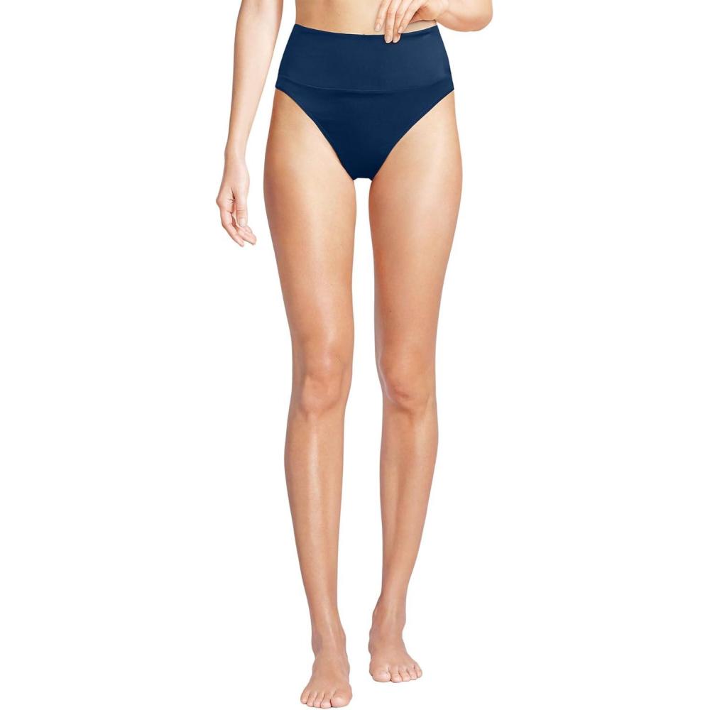 imageLands End Womens Tugless High Waisted Bikini BottomsDeep Sea Navy
