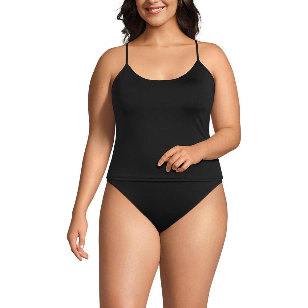 imageLands End Womens Tugless Quickdry Adjustable Strappy Back Tankini TopBlack