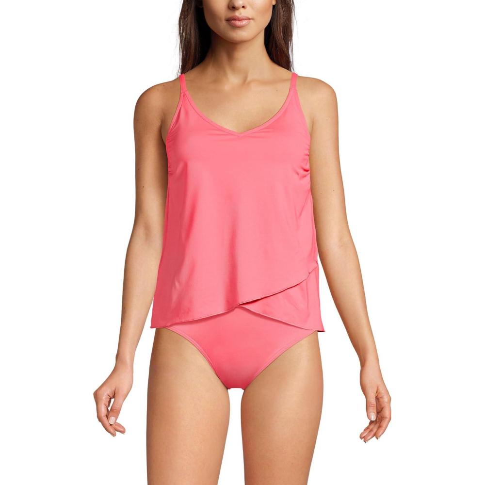 imageLands End Womens Tulip Hem Tankini TopDark Coral