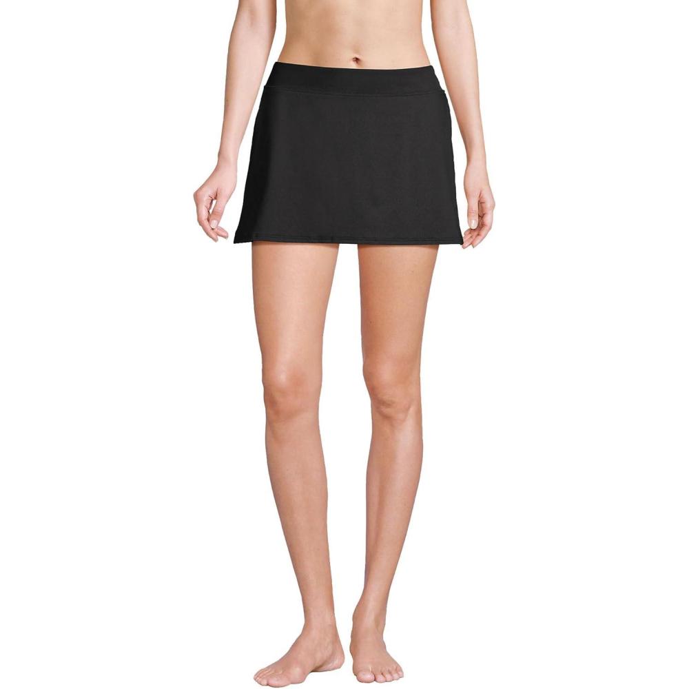 imageLands End Womens Tummy Control Skirt Swim BottomsBlack