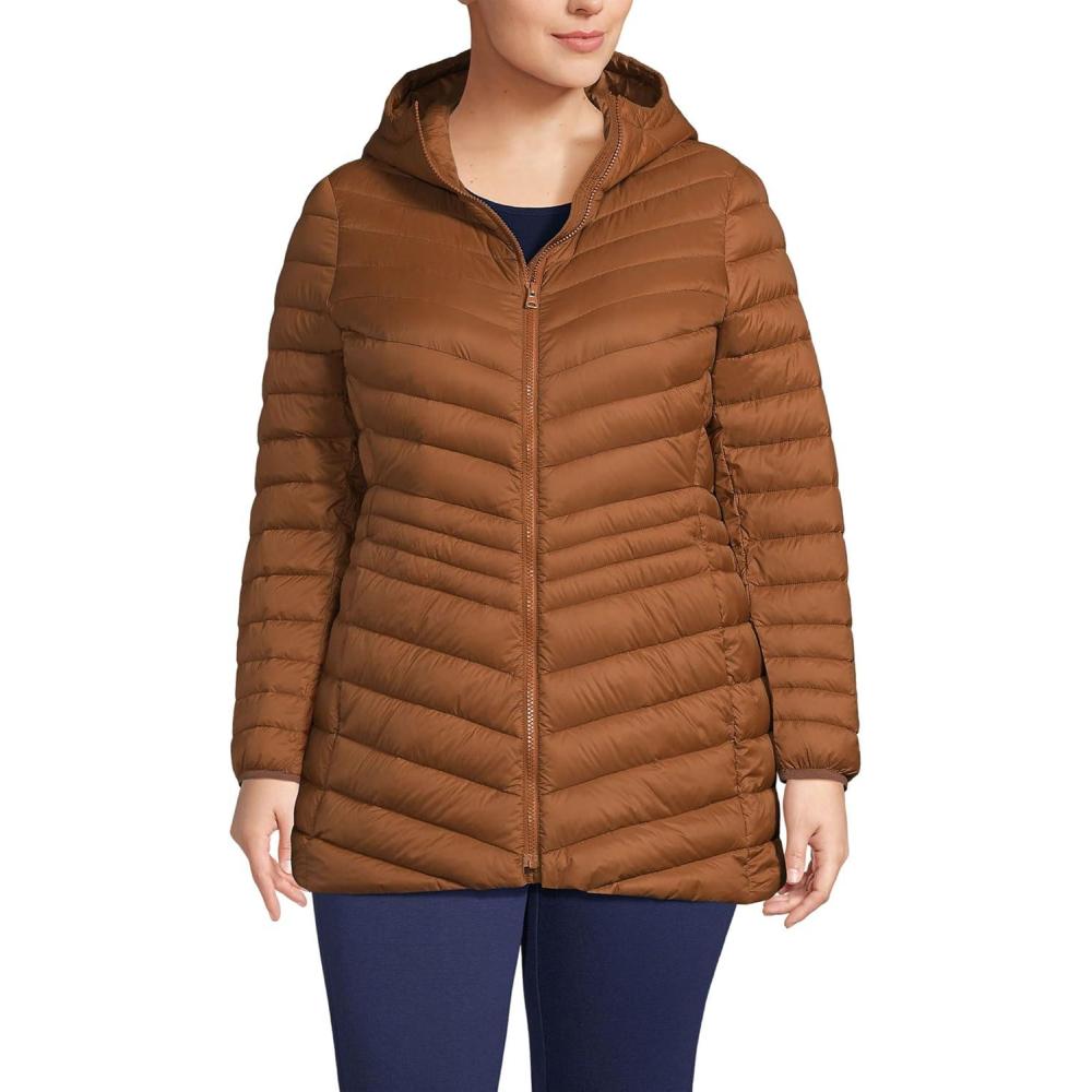 imageLands End Womens Ultralight Packable Down JacketRich Ginger Brown