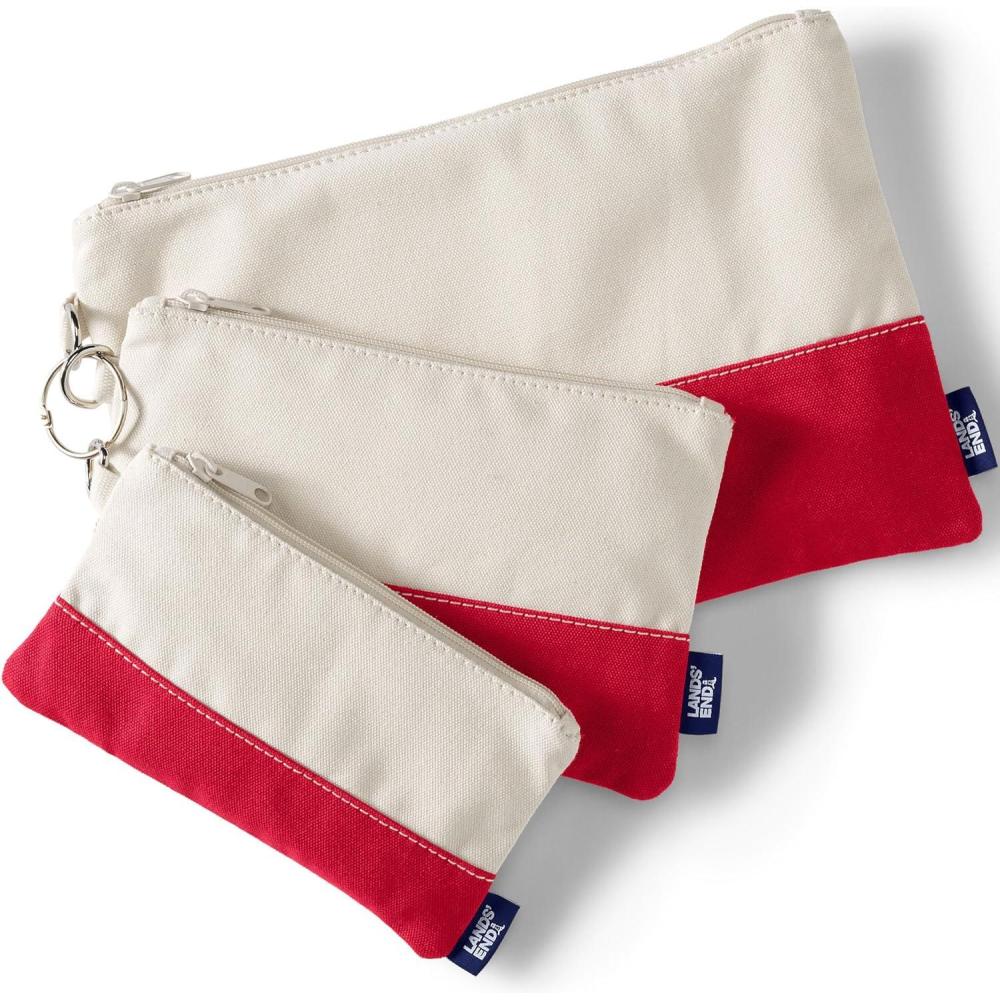 imageLands End Zip Canvas Pouch 3PK Naturalheritage Red One SizeNaturalHeritage Red