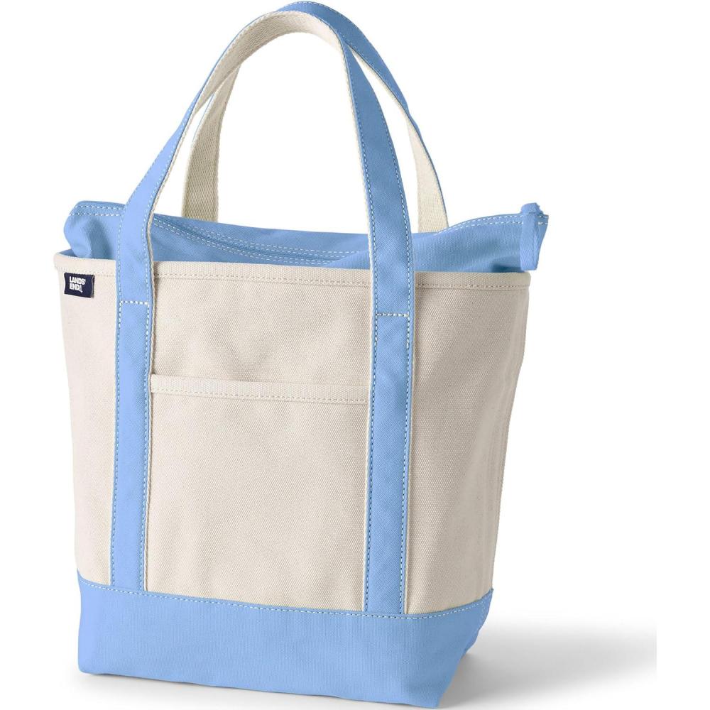 imageLands End Zip Top Canvas Tote BagNaturalClear Blue Sky