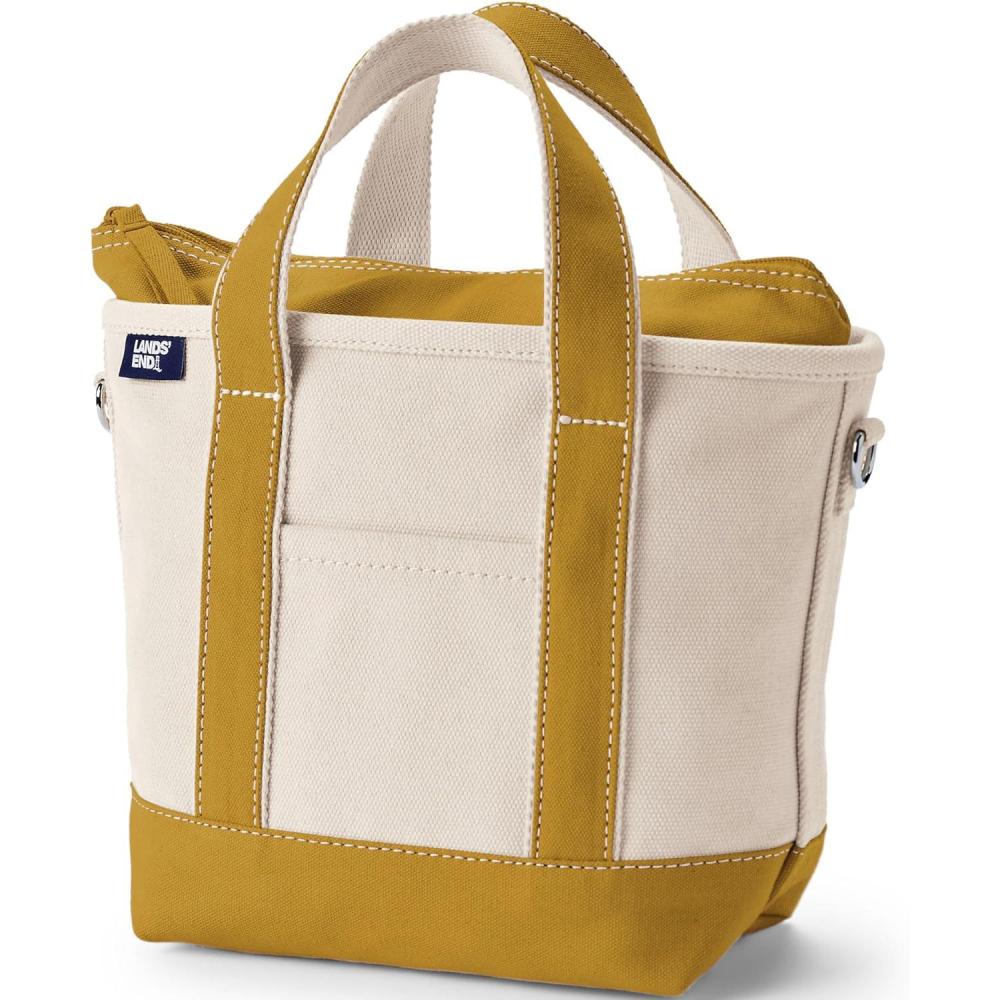 imageLands End Zip Top Canvas Tote BagNaturalDijon Gold