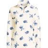 Lands’ End Anyweather Fleece Quarter Zip Pullover(Ivory/Clear Blue Tossed Floral)