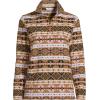 Lands’ End Anyweather Fleece Quarter Zip Pullover(Lilac/Camel Fairisle)