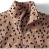 Lands’ End Anyweather Fleece Quarter Zip Pullover(Warm Tawny Brown Animal Spots)