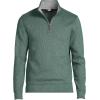 Lands’ End Bedford Rib Quarter Zip Pullover Sweater(Deep Woodland Green Heather)