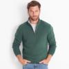 Lands’ End Bedford Rib Quarter Zip Pullover Sweater(Deep Woodland Green Heather)